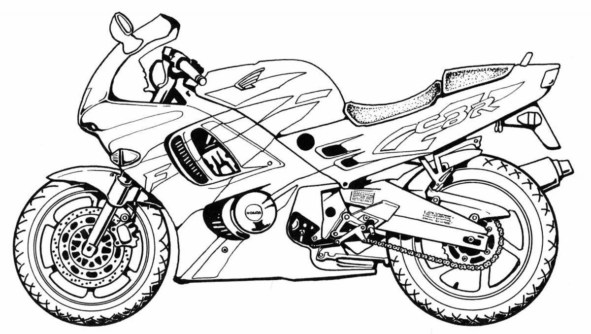 Раскраска интенсивный гоночный мотоцикл