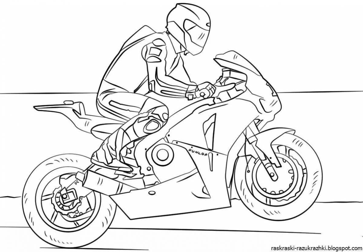 Grand racing motorcycle coloring page