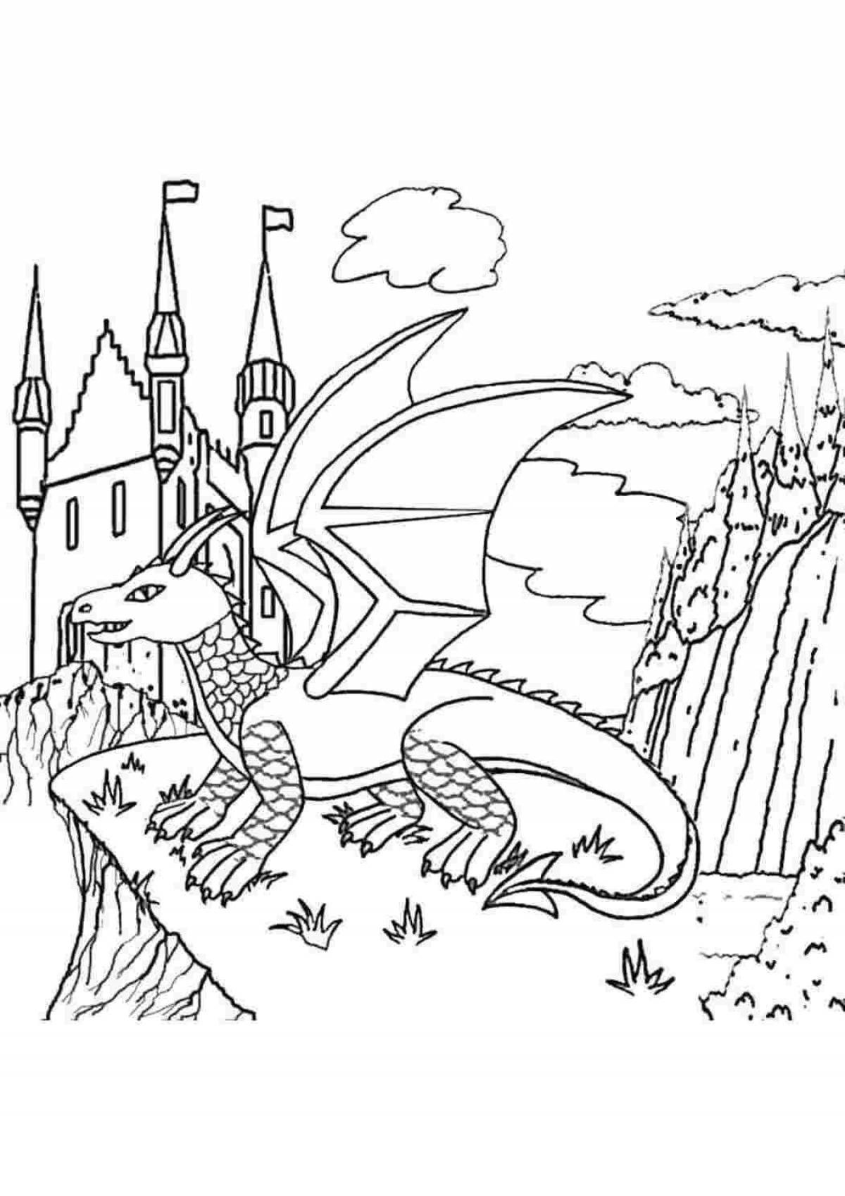 Раскраска славный волшебный дракон