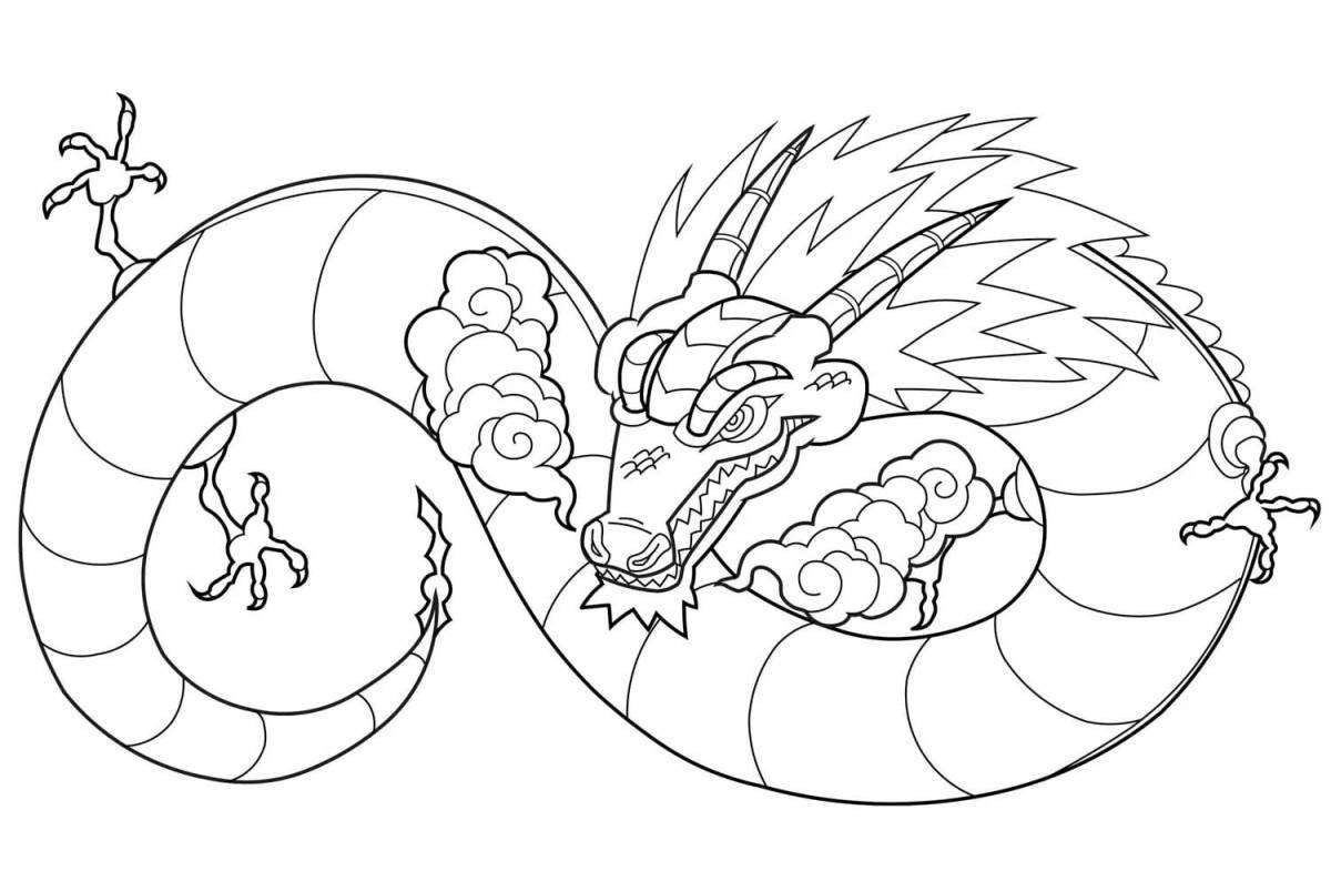 Glittering magical dragon coloring page