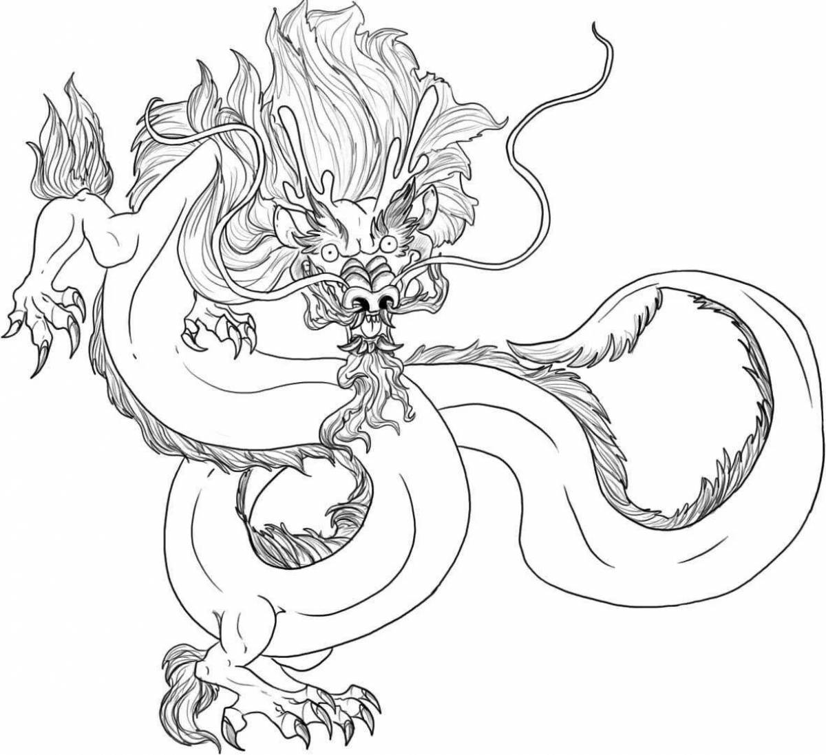 Vibrant Japanese dragon coloring page