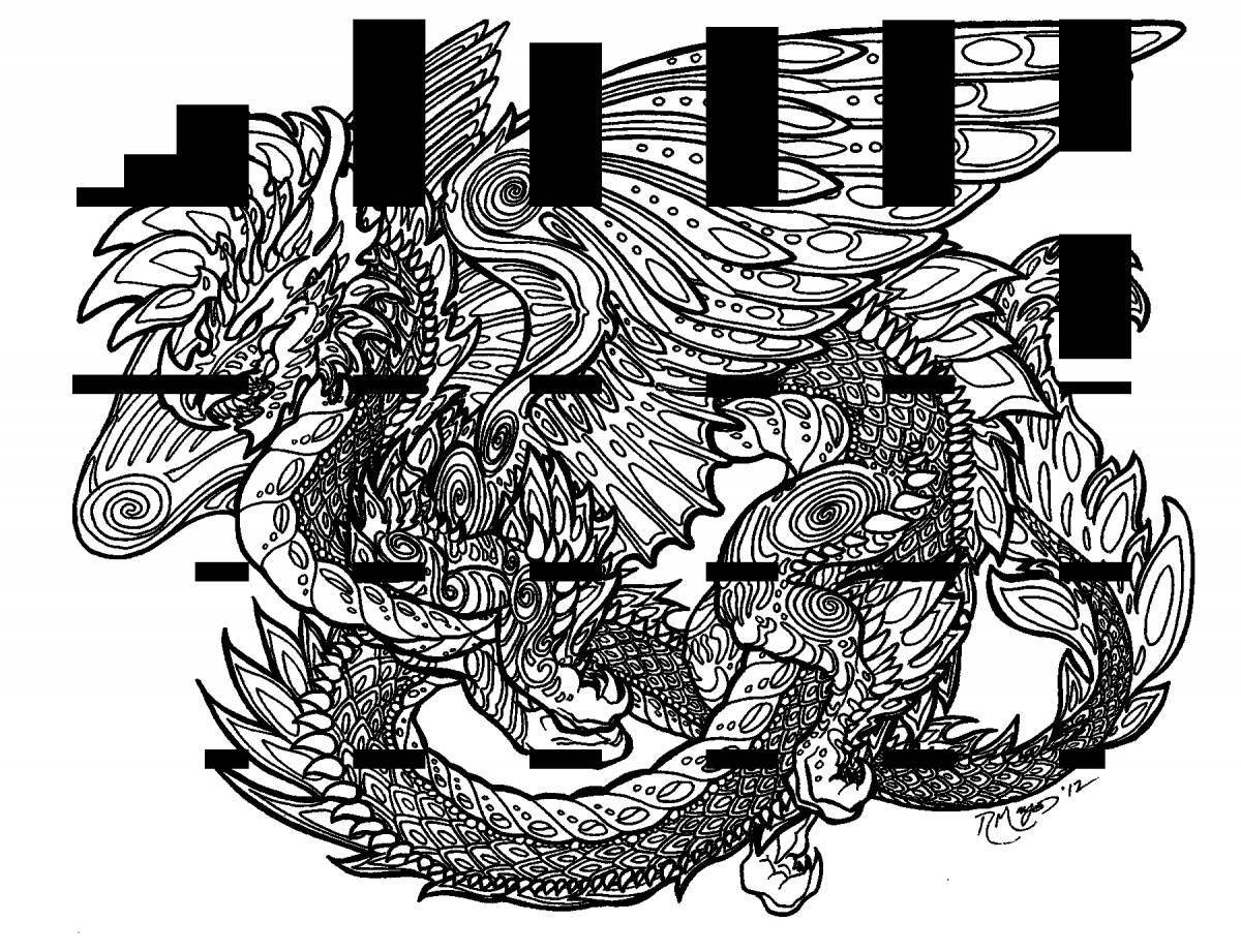 Великолепная раскраска японского дракона