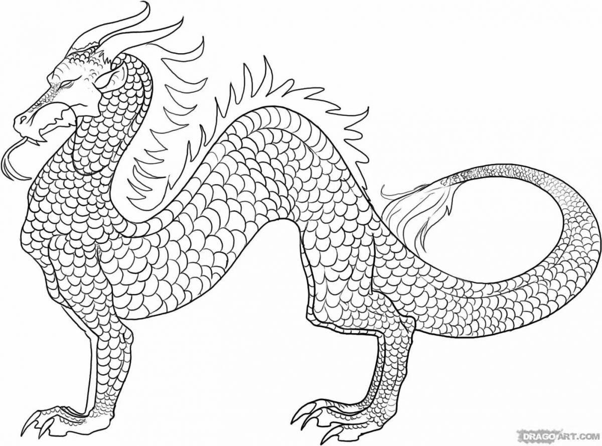 Раскраска славного японского дракона