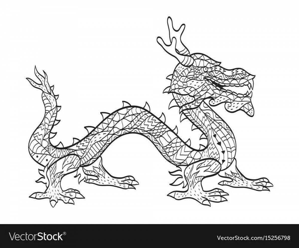 Coloring page dazzling japanese dragon