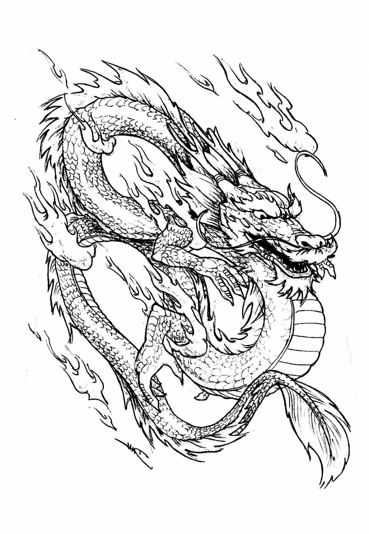 Luxury japanese dragon coloring book