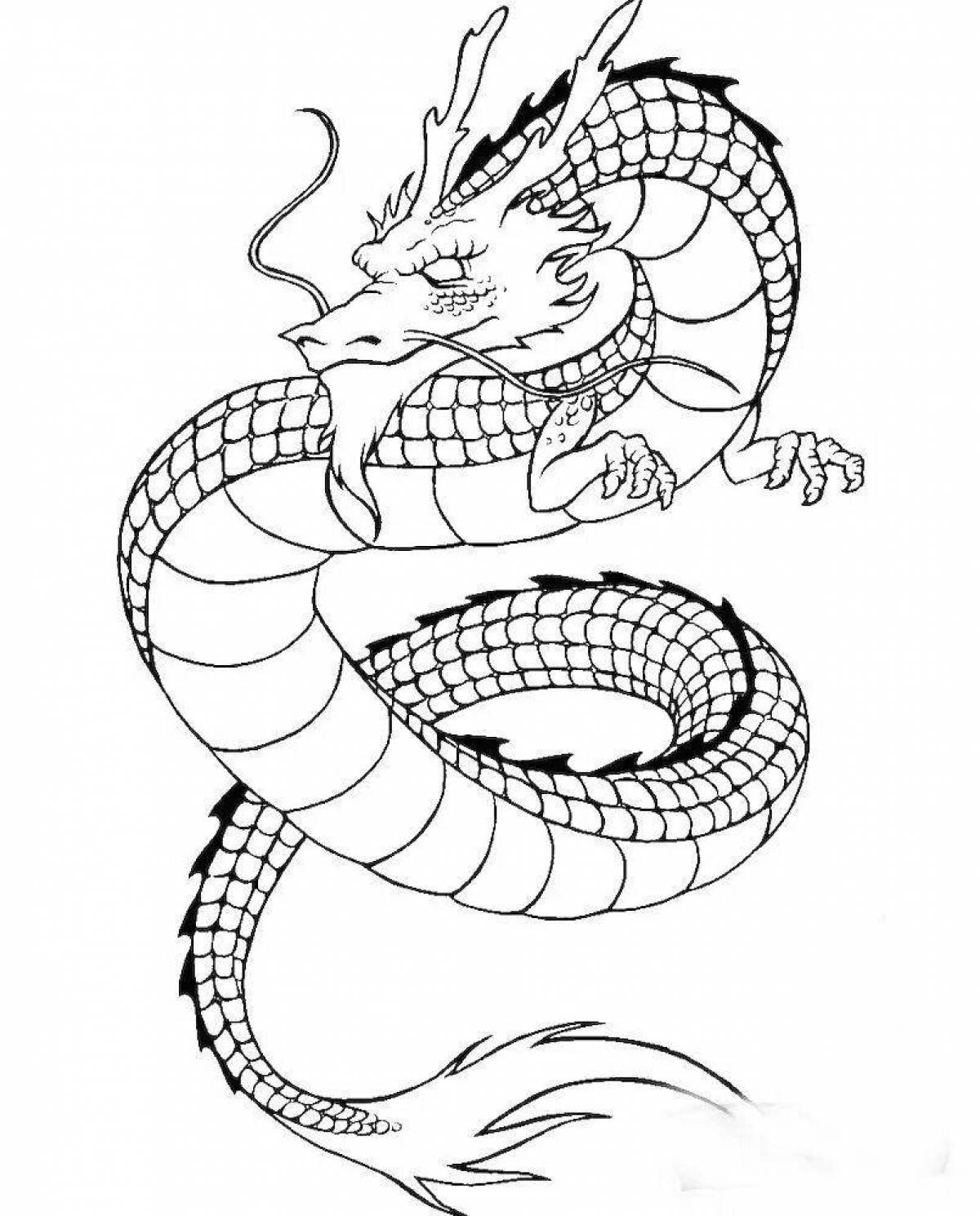 Ornate Japanese dragon coloring page