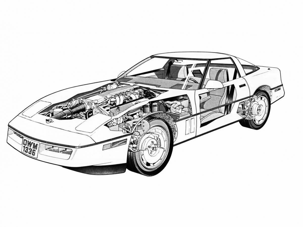 Chevrolet Corvette glowing coloring page