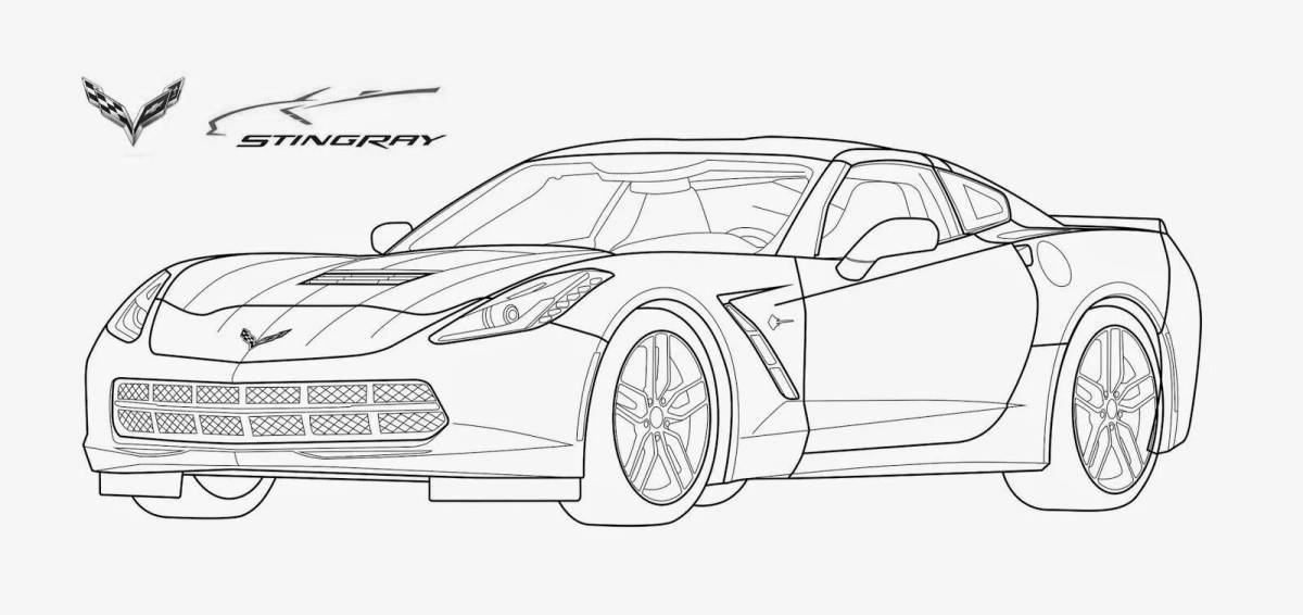 Colorfully detailed chevrolet corvette coloring page