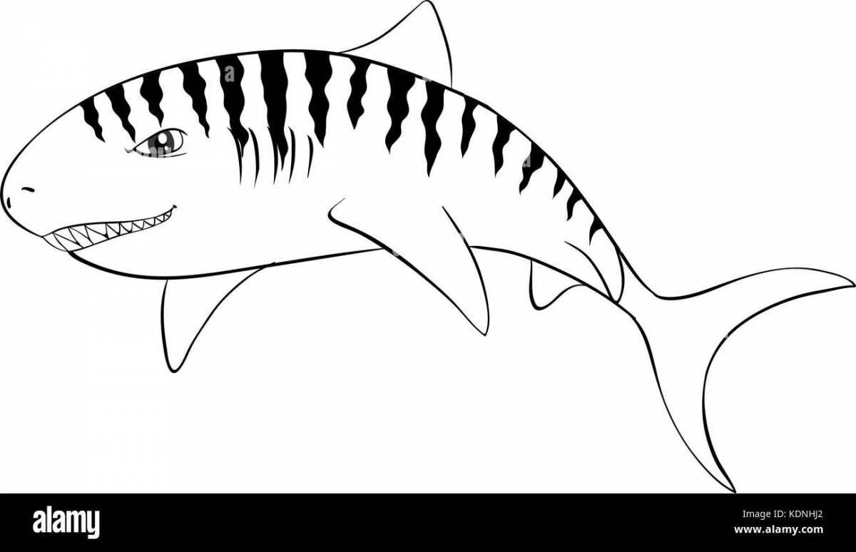 Раскраска сказочная тигровая акула