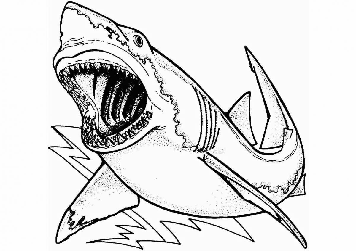 Превосходная страница раскраски тигровой акулы