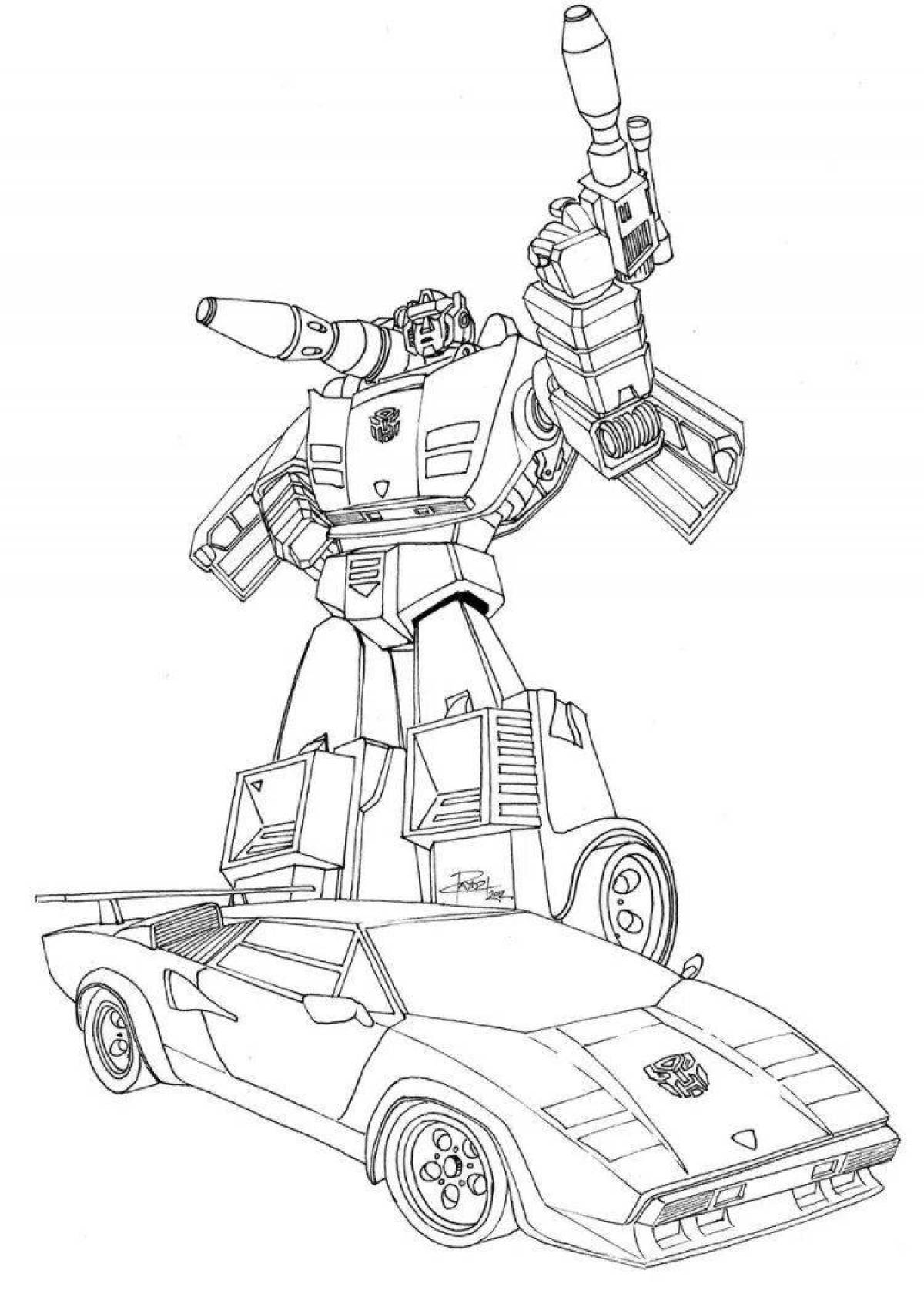 Coloring page adorable robot cars