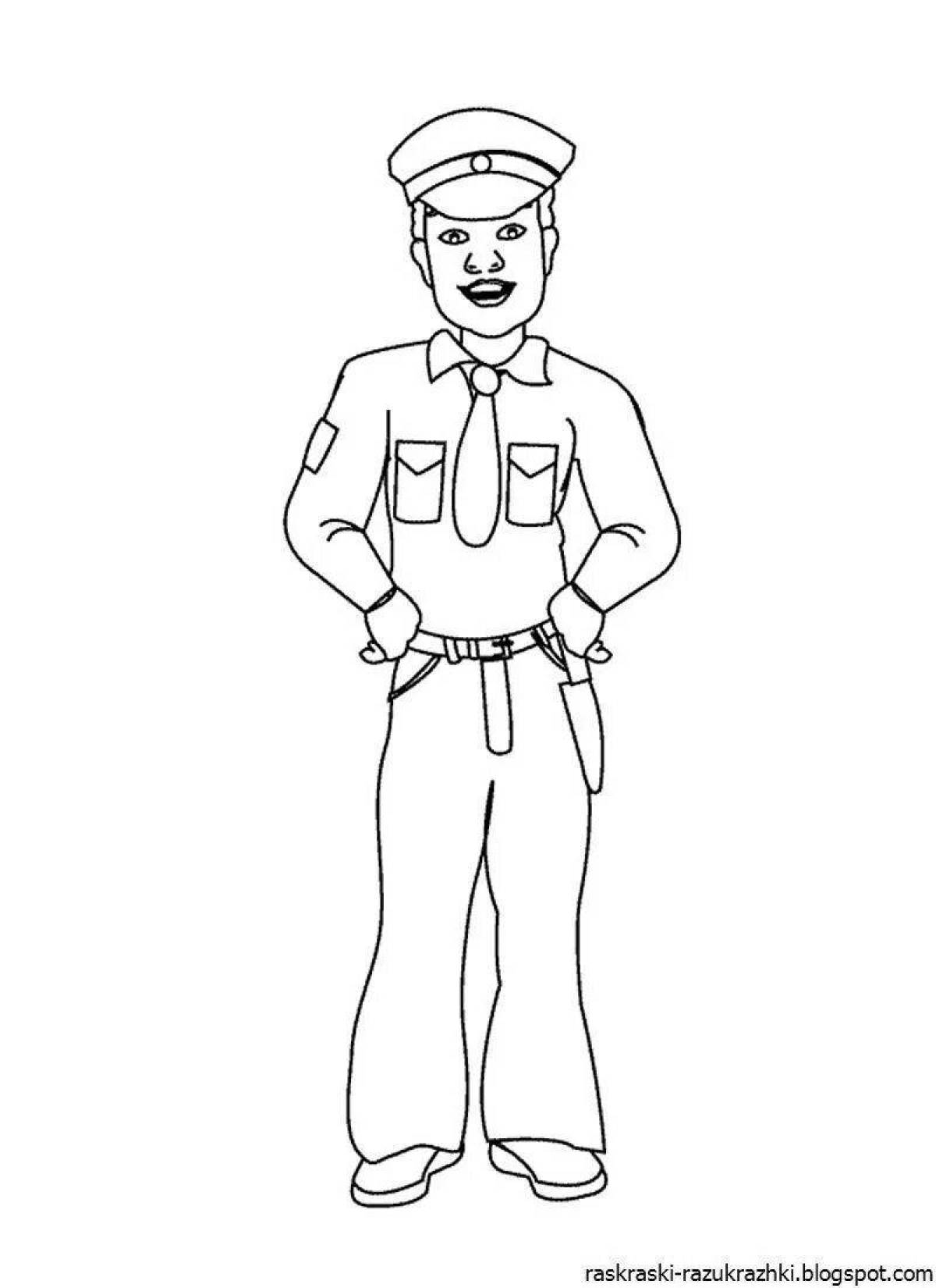 Coloring page joyful police profession