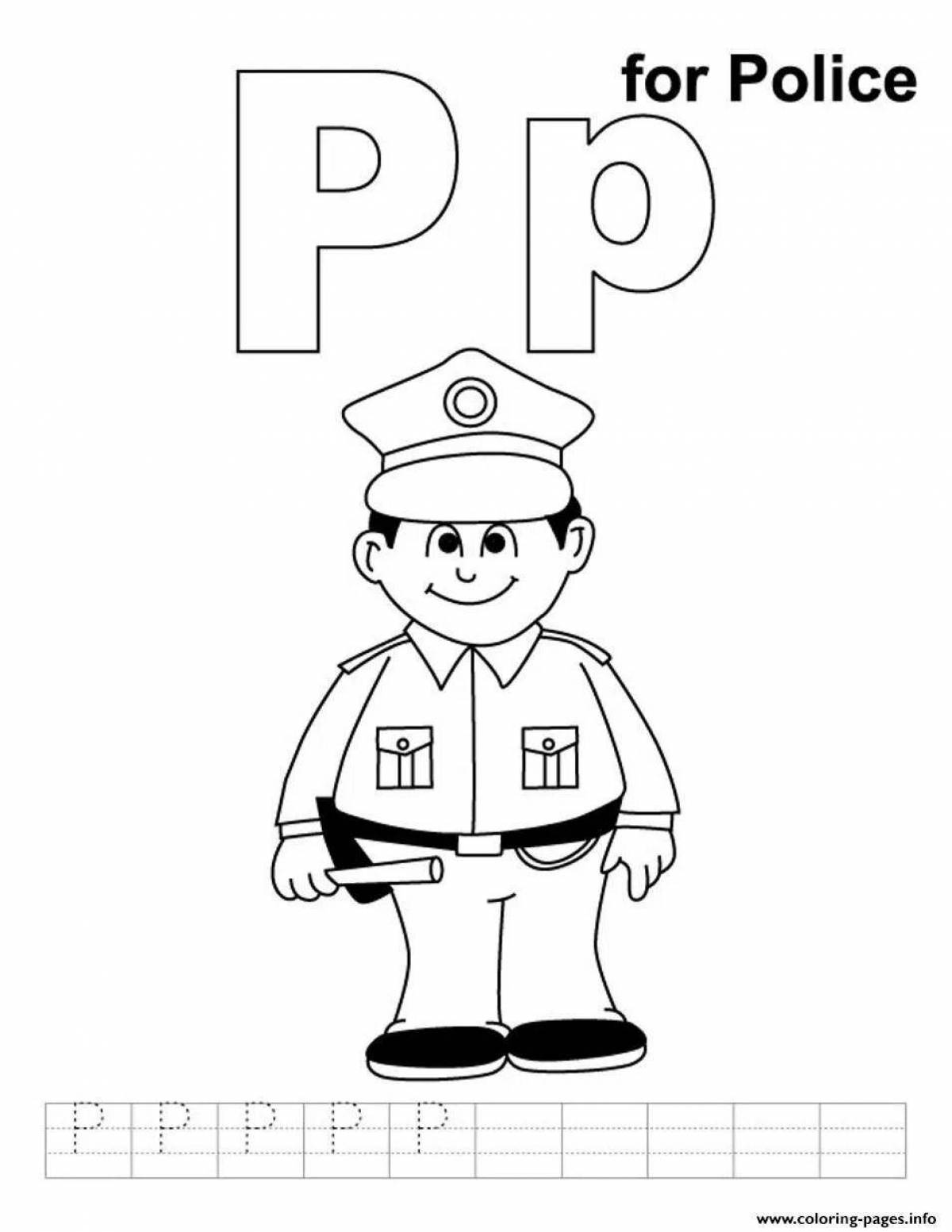 Coloring page charming police profession