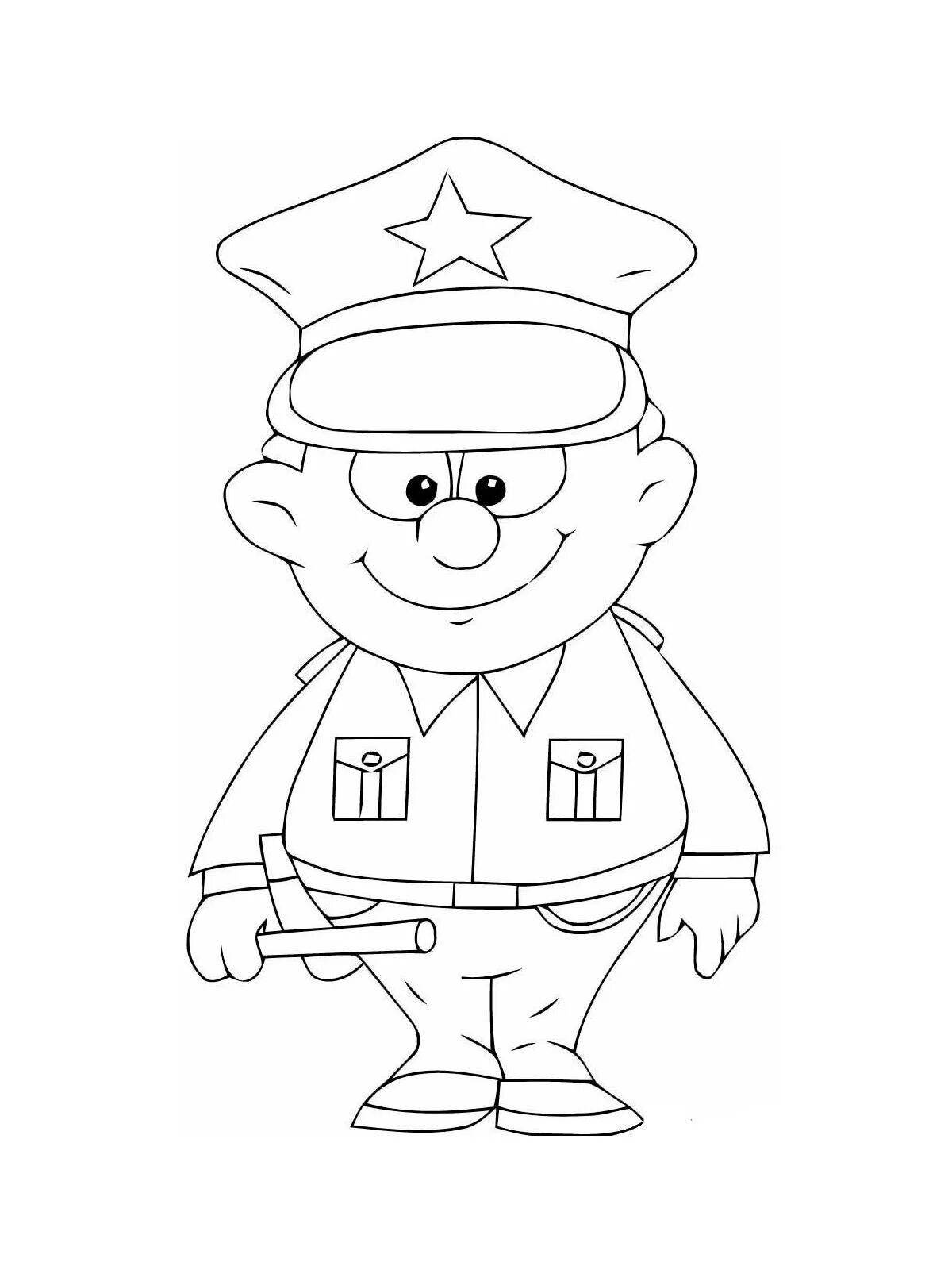 Coloring cute police profession