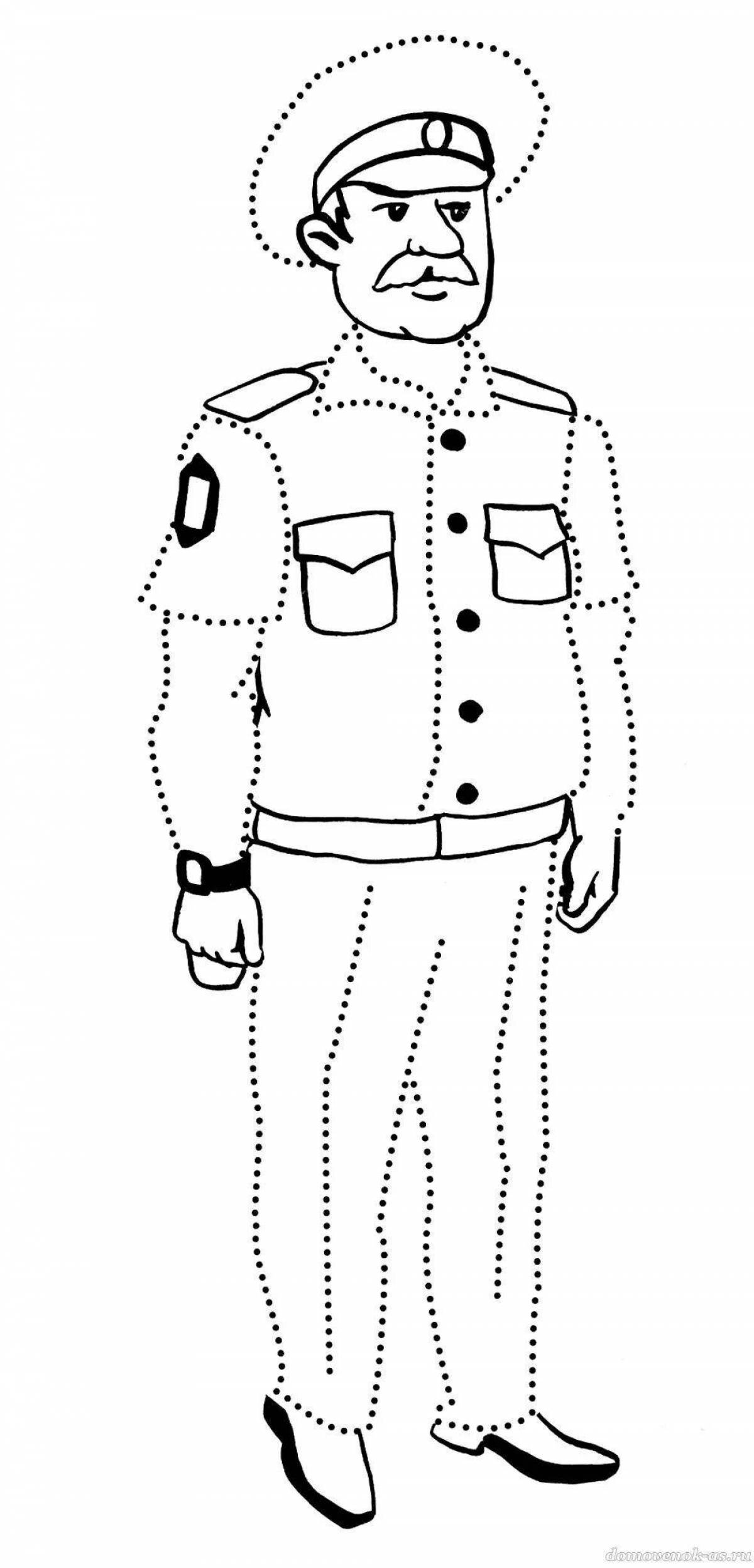 Coloring book playful police profession