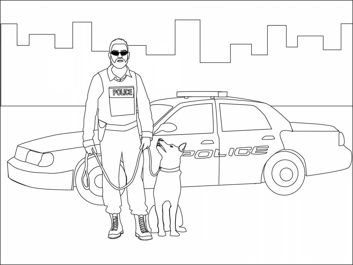 Fun coloring police profession