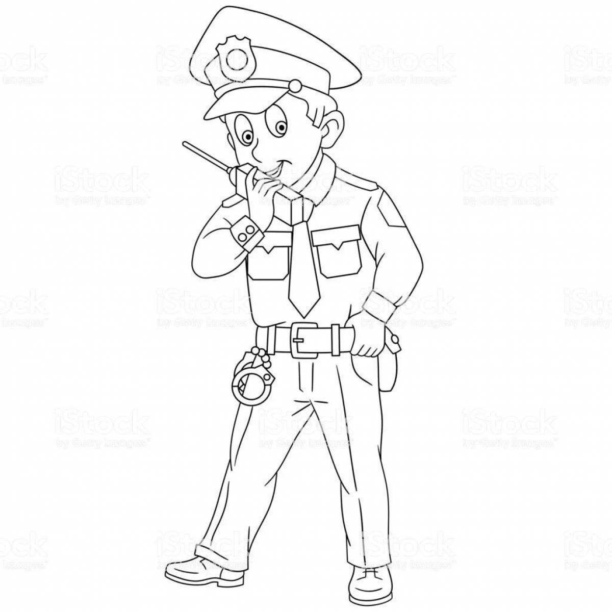 Анимированная страница раскраски полицейской профессии