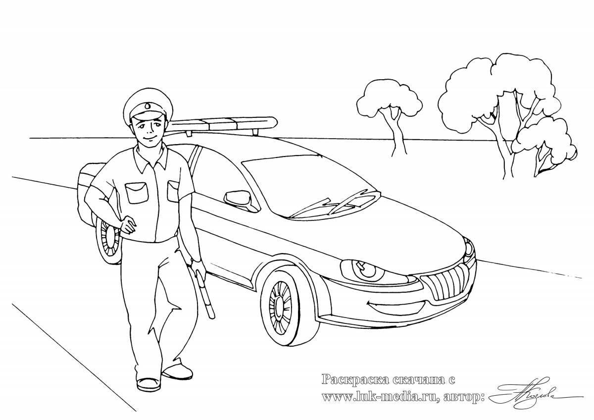 Coloring book funny police profession