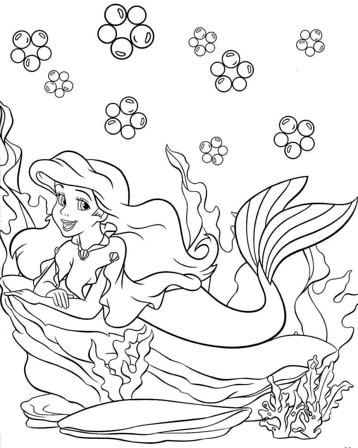 Radiant coloring page disney little mermaid
