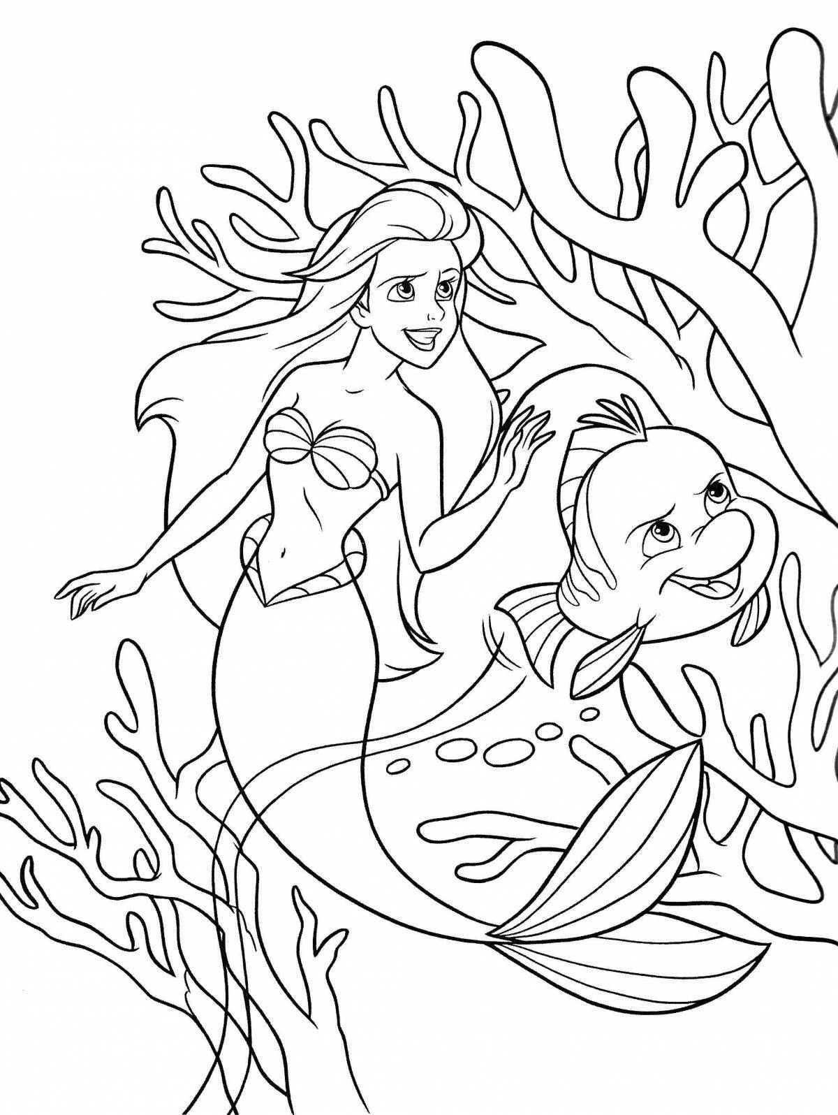 Whimsical disney little mermaid coloring book