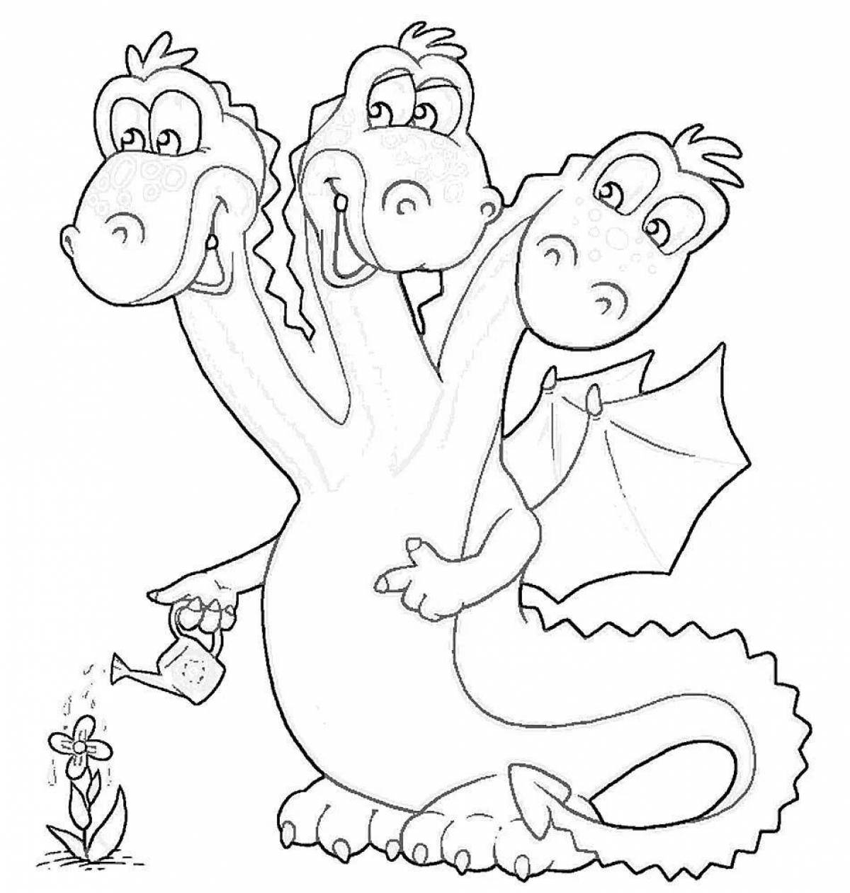 Impressive six-headed snake coloring page