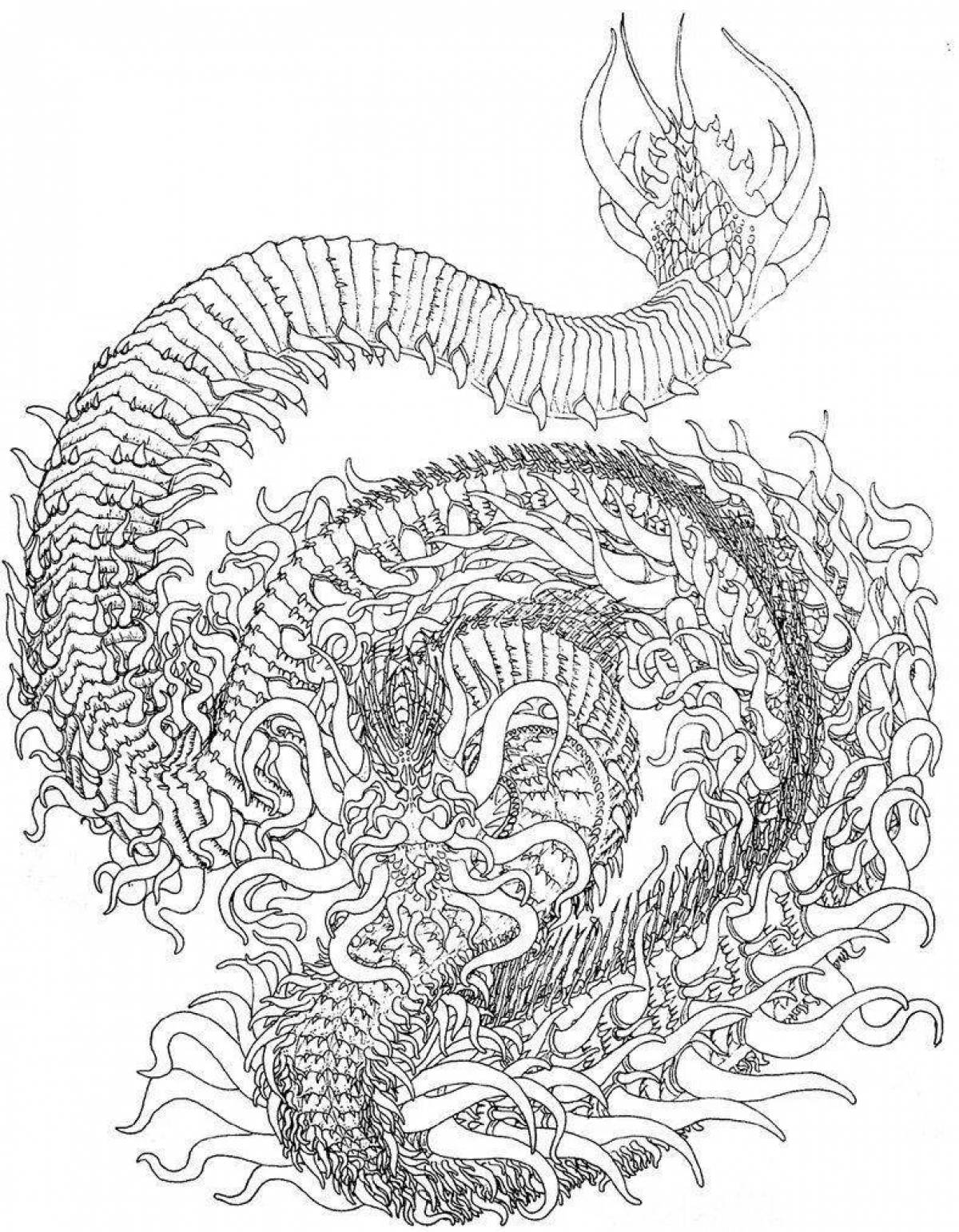 Раскраска божественный водяной дракон