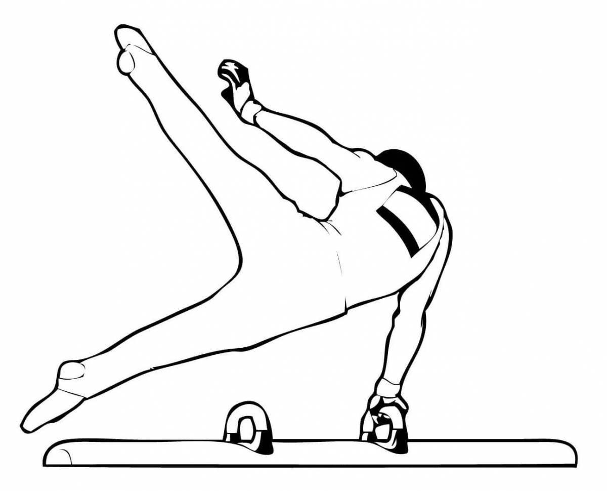 Coloring page energetic gymnastics