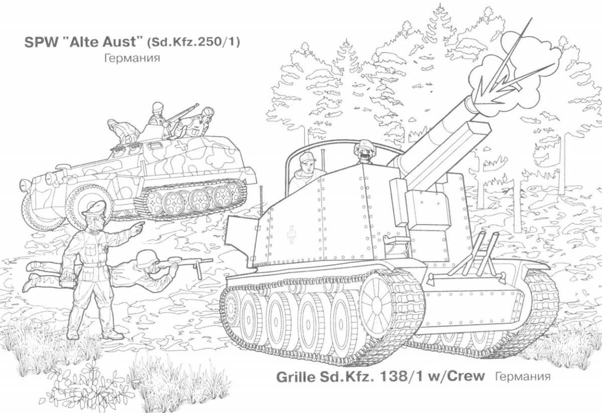 Раскраска яркая танковая битва