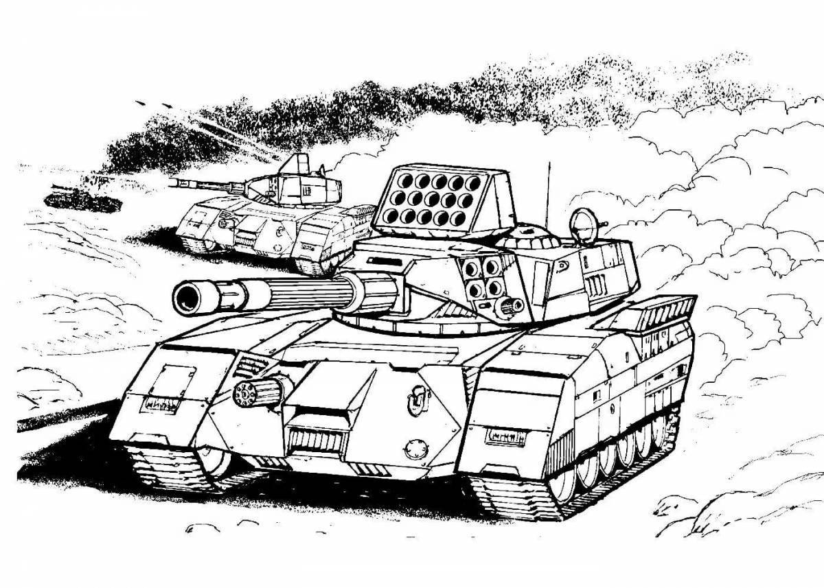 Раскраска творческий танковый бой