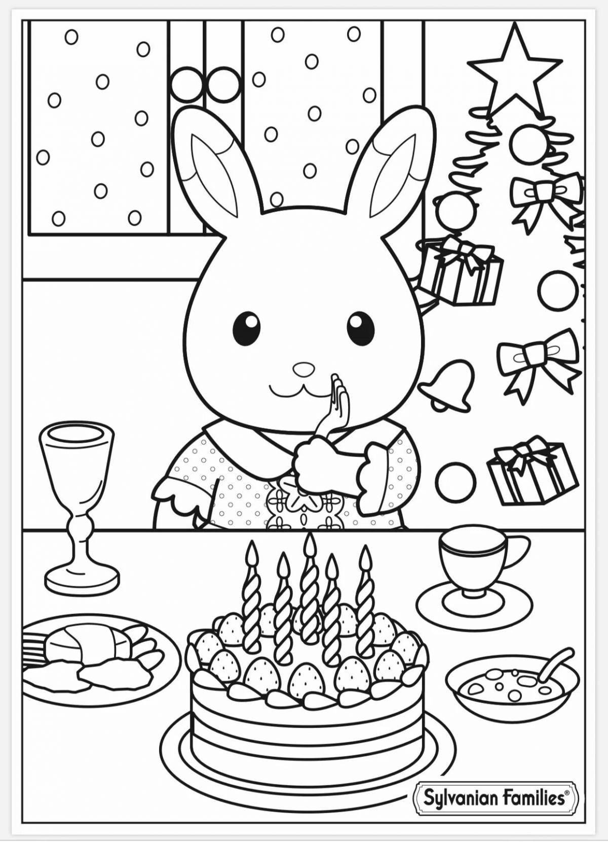 Colorful sylvanian families coloring page