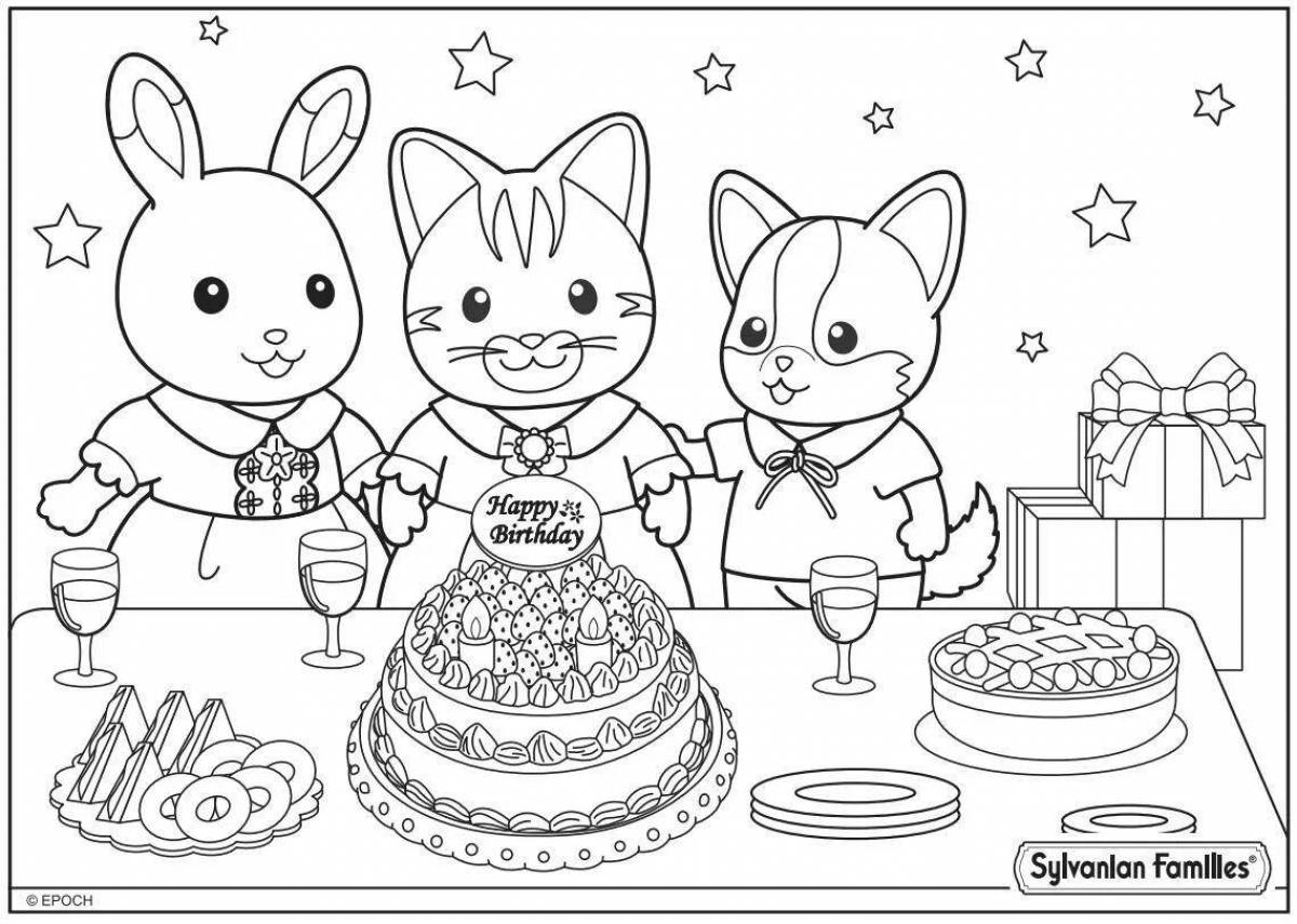 Playful sylvan families coloring page