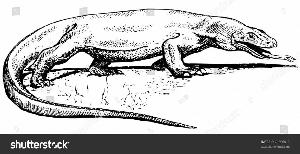 Великолепная страница раскраски комодского дракона