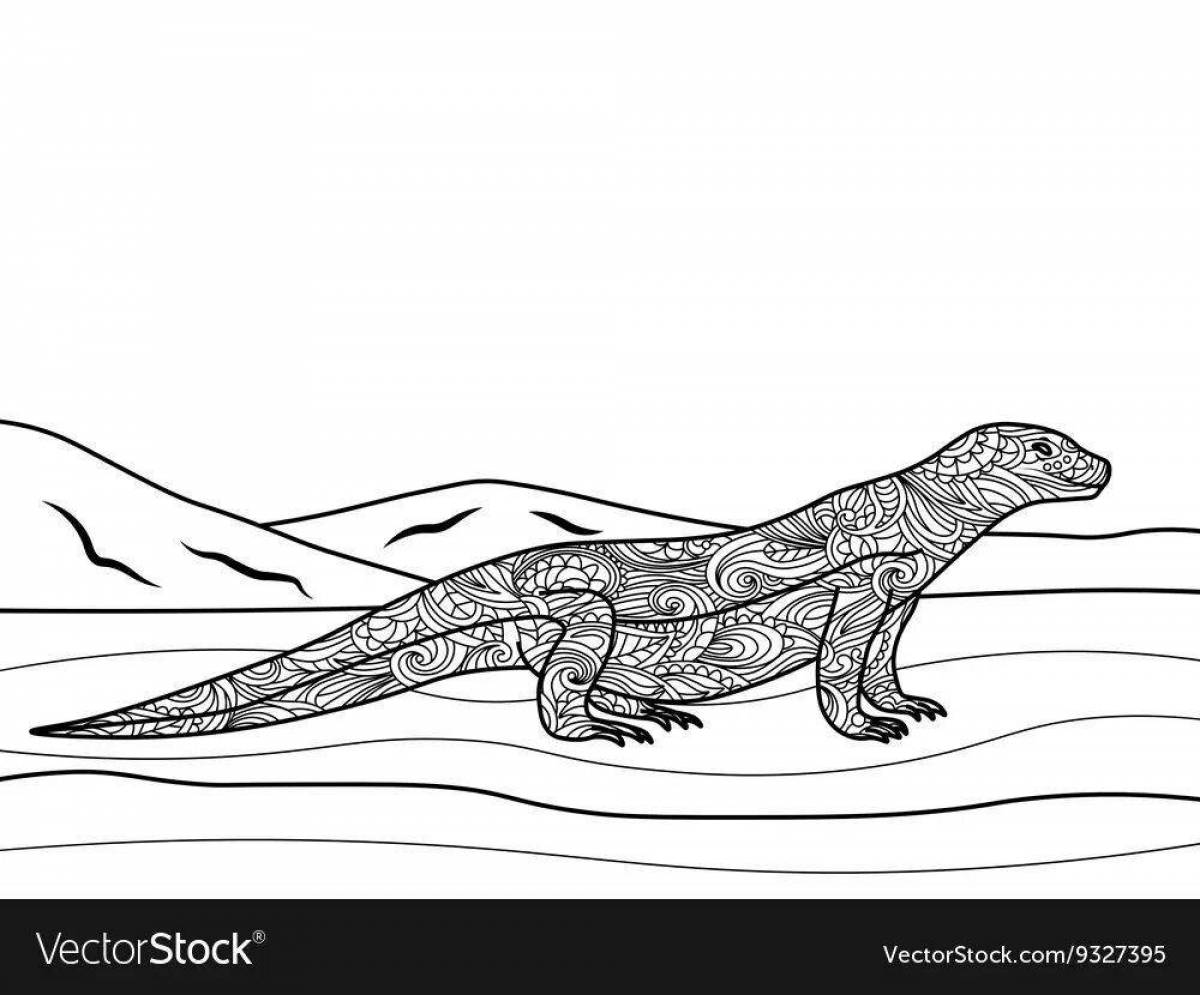 Adorable Komodo dragon coloring page
