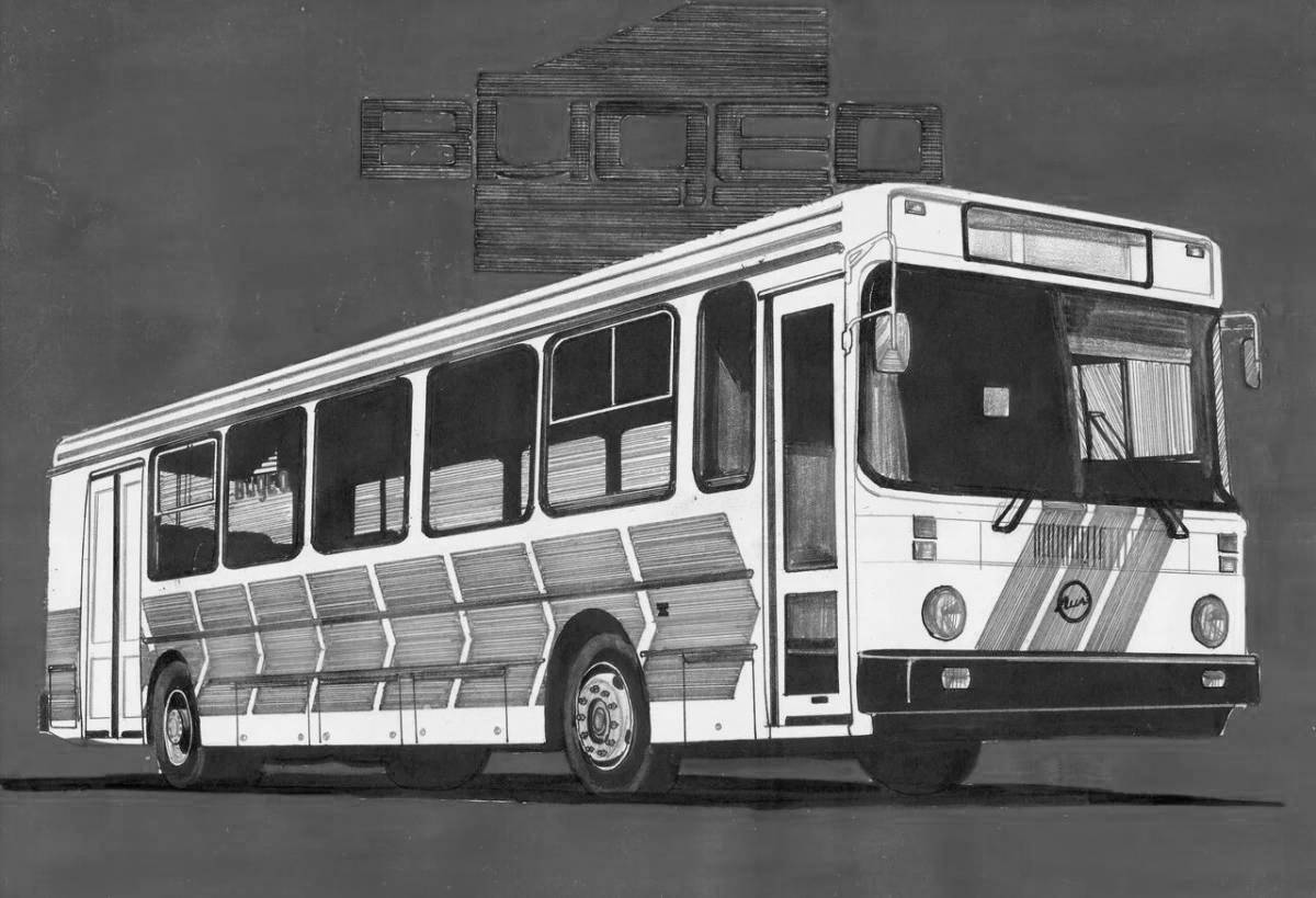 Раскраска веселый автобус икарус