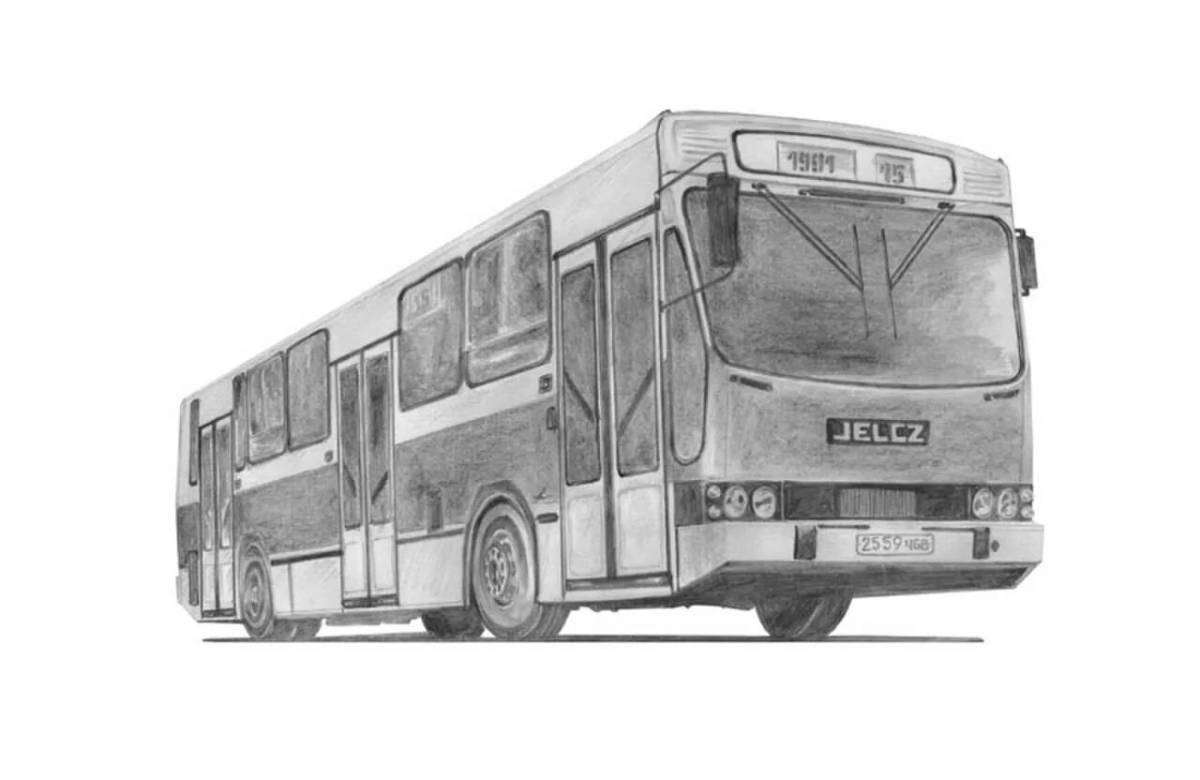 Захватывающая страница раскраски автобуса икарус
