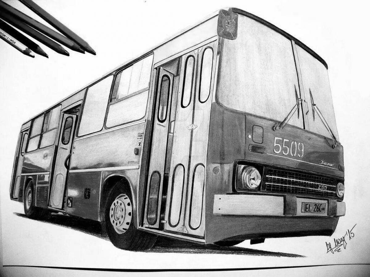 Раскраска удивительный автобус икарус