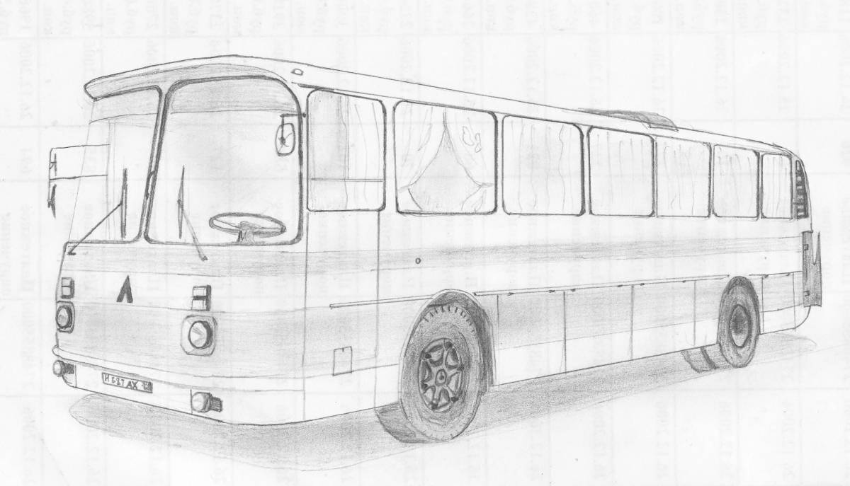 Раскраска симпатичный автобус икарус
