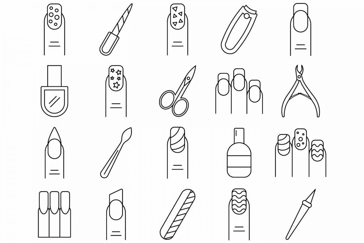 Coloring book fashion manicure for nails