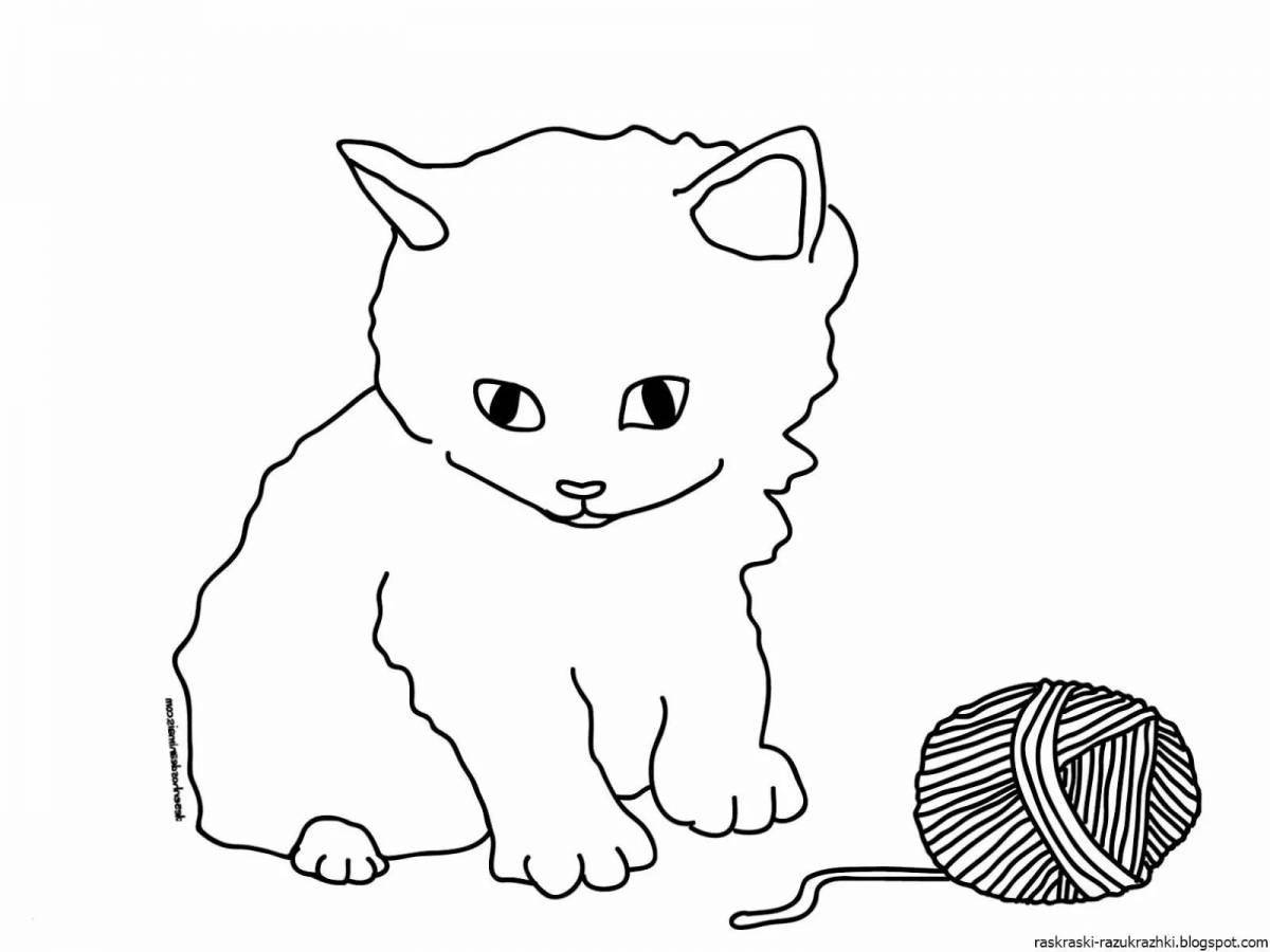 Coloring page chubby kitten