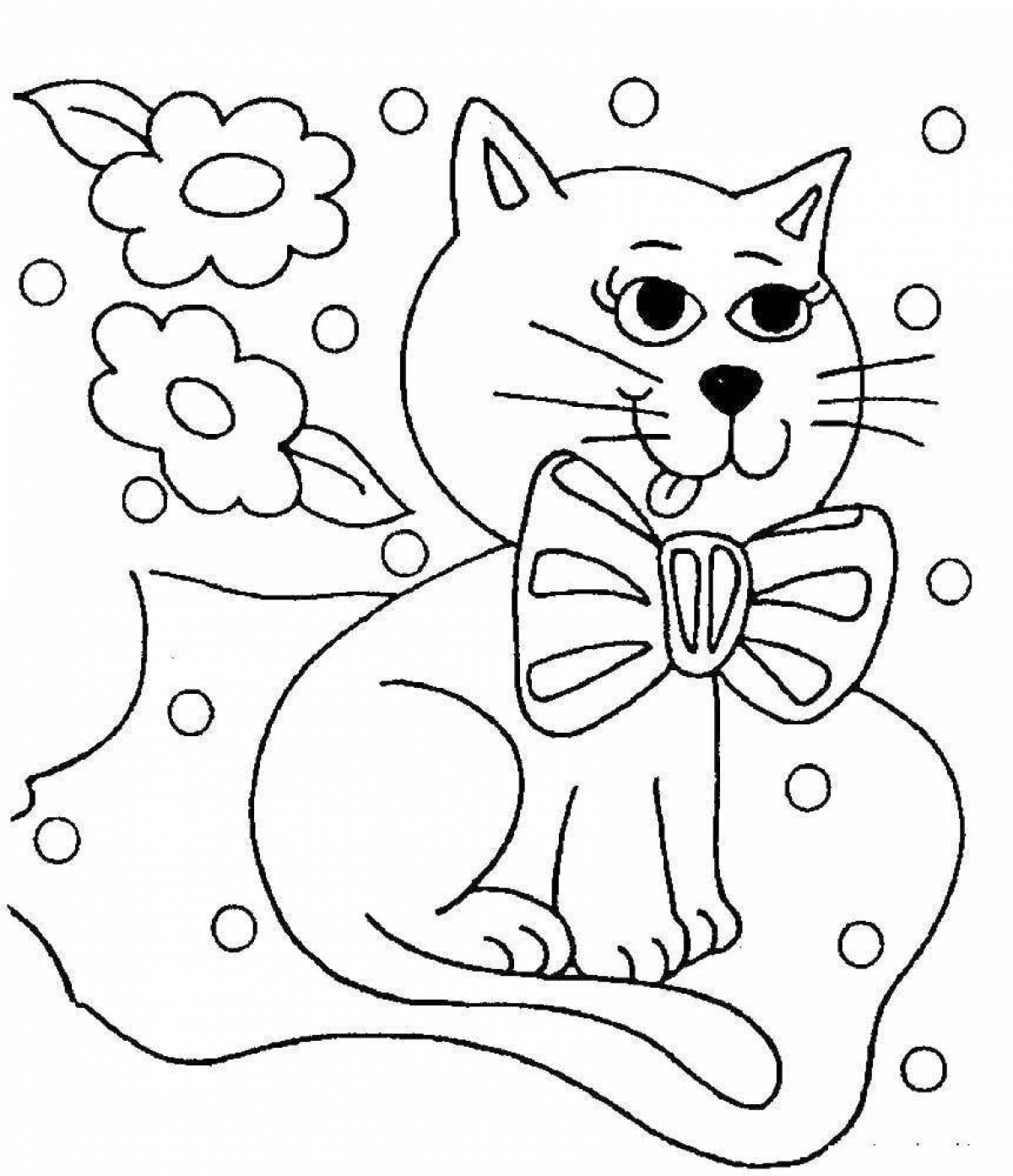 Fancy kitten coloring page