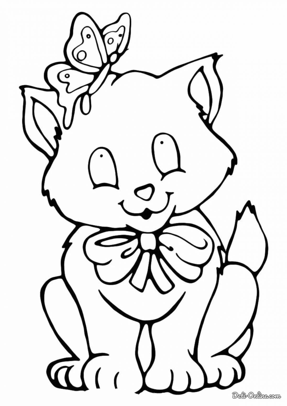 Adorable kitten coloring page