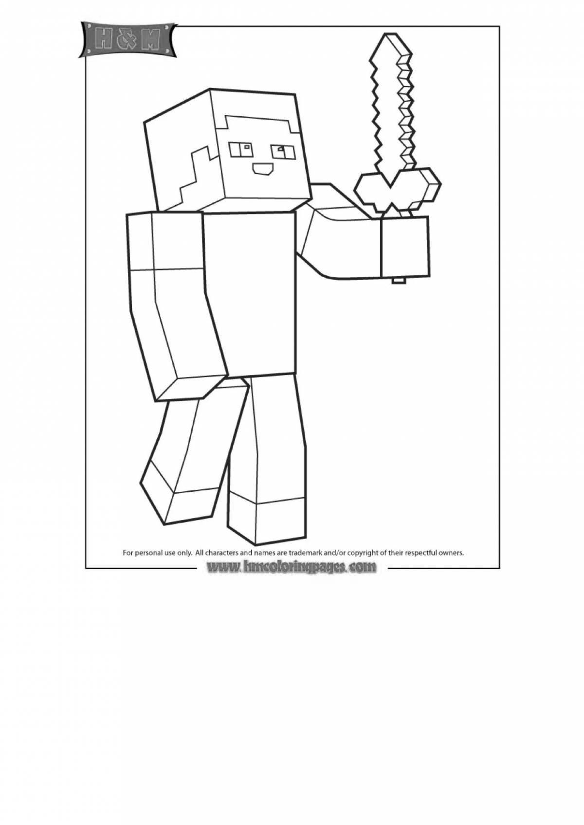 Colorful minecraft armor coloring page
