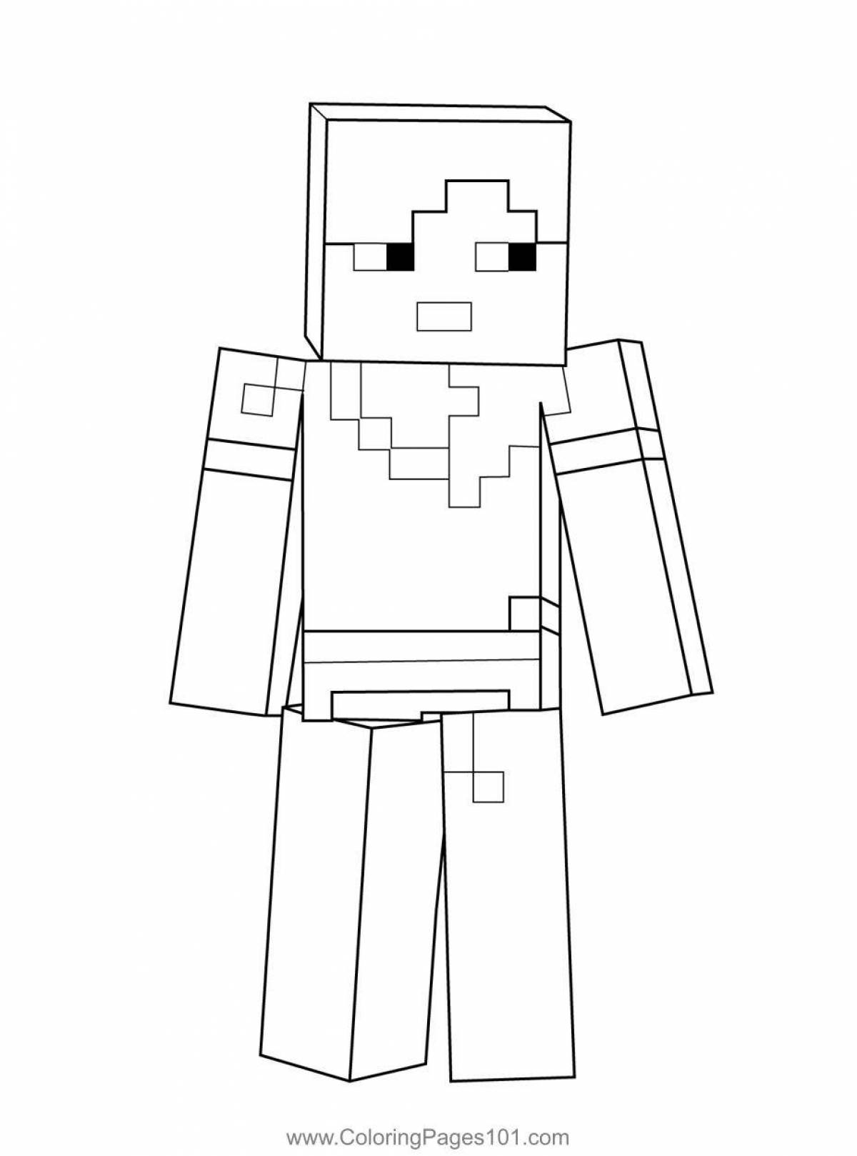 Bold minecraft armor coloring page
