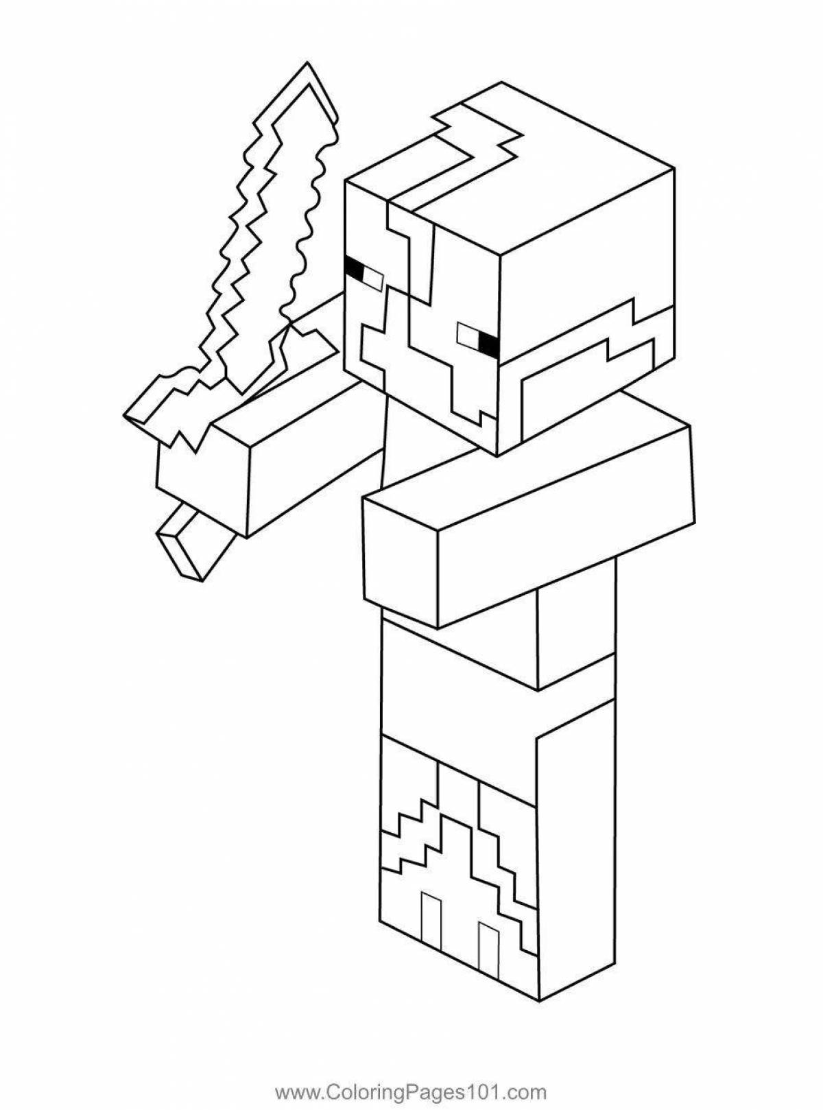 Intriguing minecraft armor coloring page