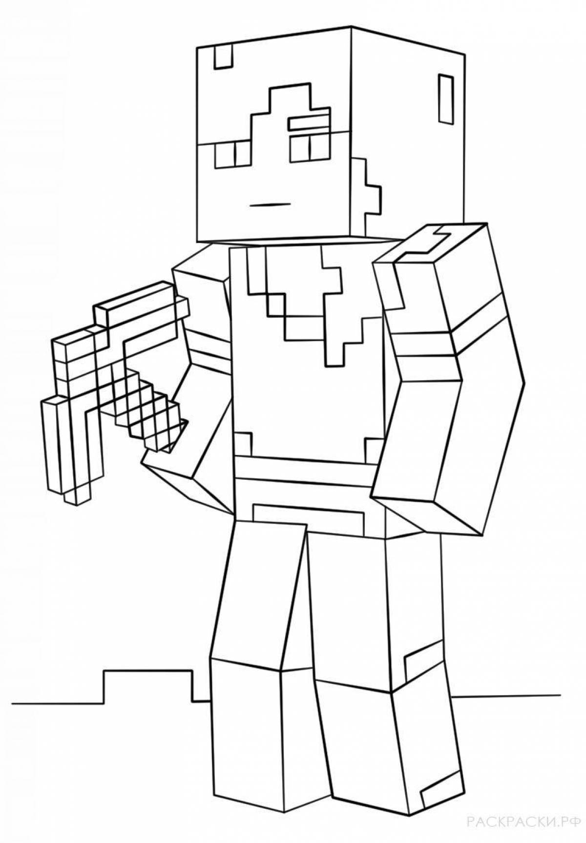 Interesting minecraft armor coloring page