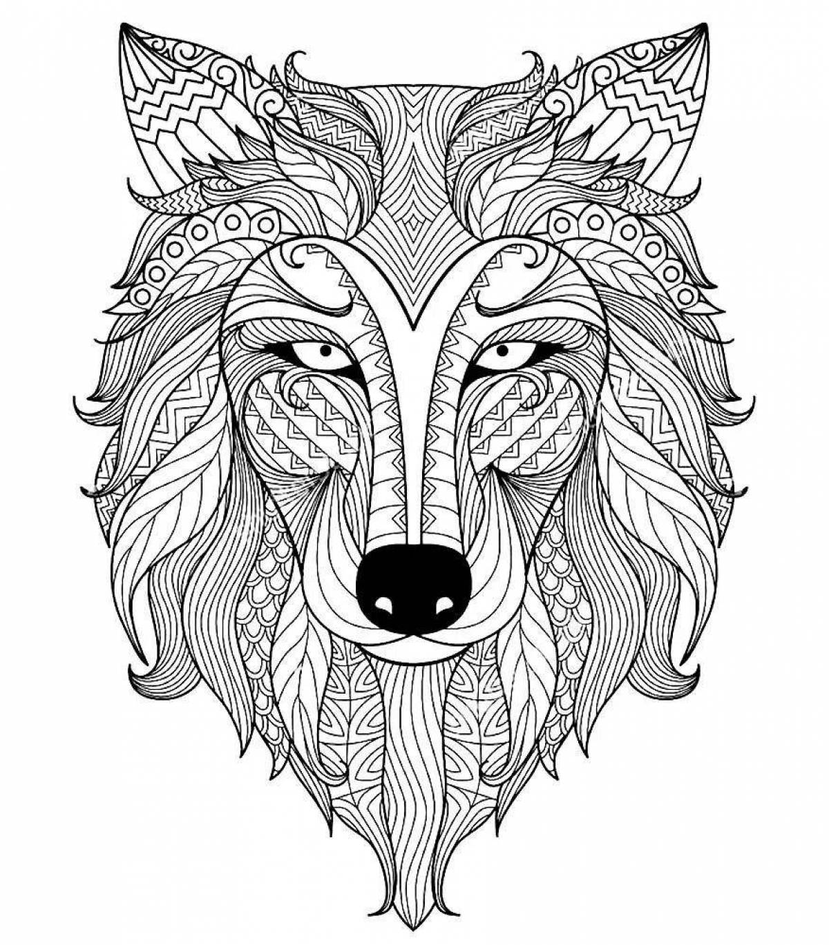 Photo Grand coloring page wolf complex