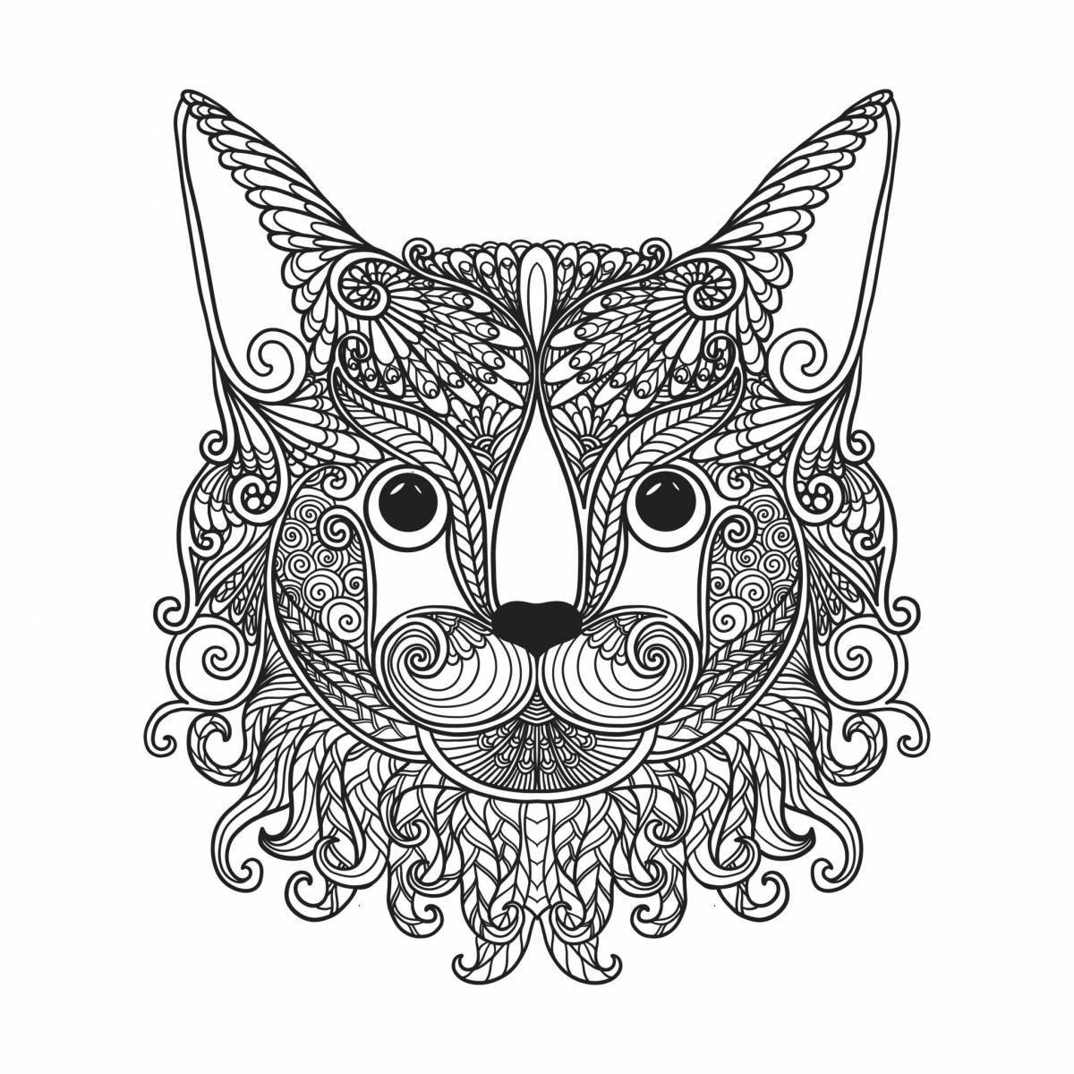 Long cat coloring page