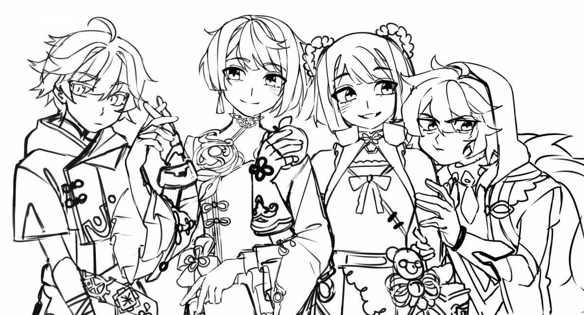 Ayato genshin playful coloring page