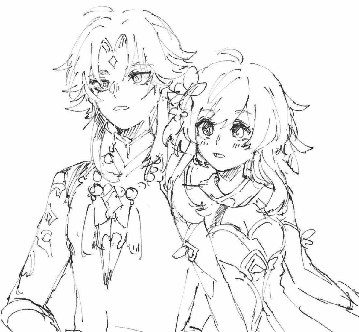 Exquisite ayato genshin coloring book