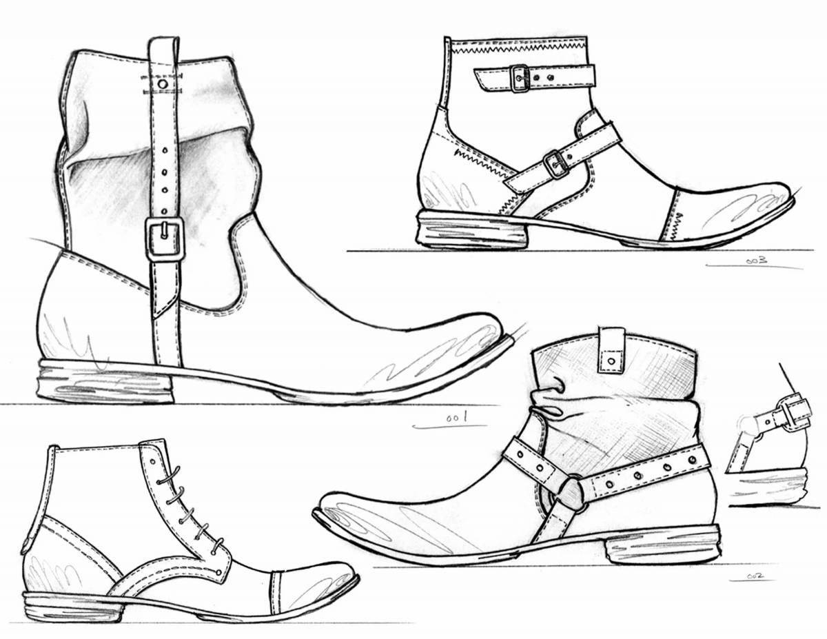 Coloring page funny winter boots